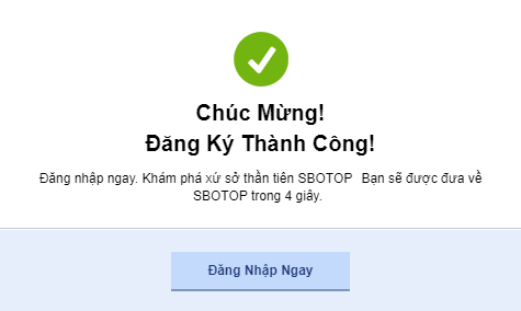 Đăng ký Sbobet thành công