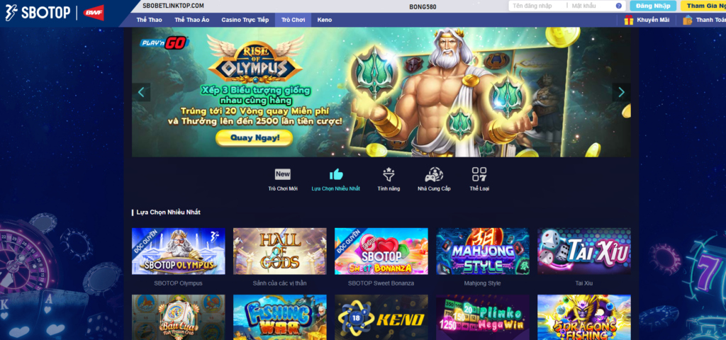 Trò chơi cá cược tại bong580